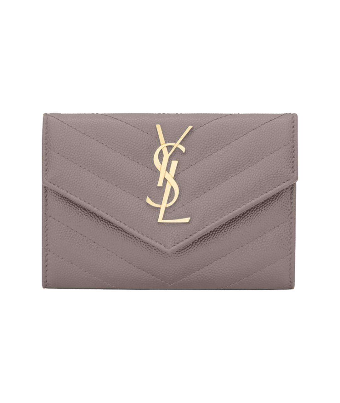 SAINT LAURENT Серый кожаный кошелек, фото 1