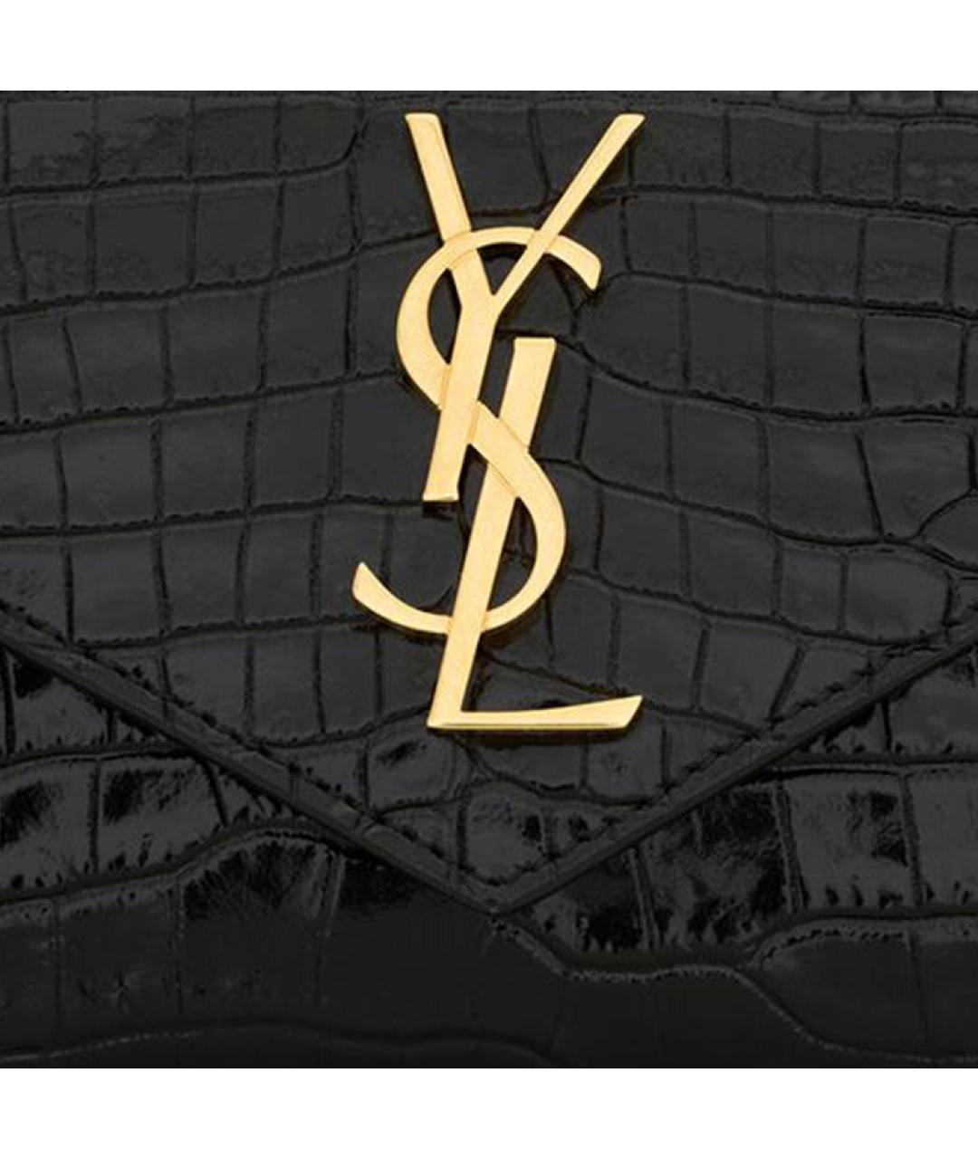 SAINT LAURENT Черный кожаный кошелек, фото 5