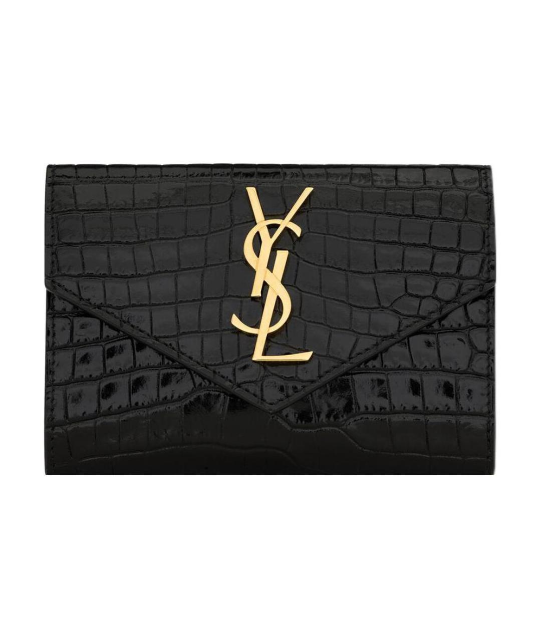 SAINT LAURENT Черный кожаный кошелек, фото 1