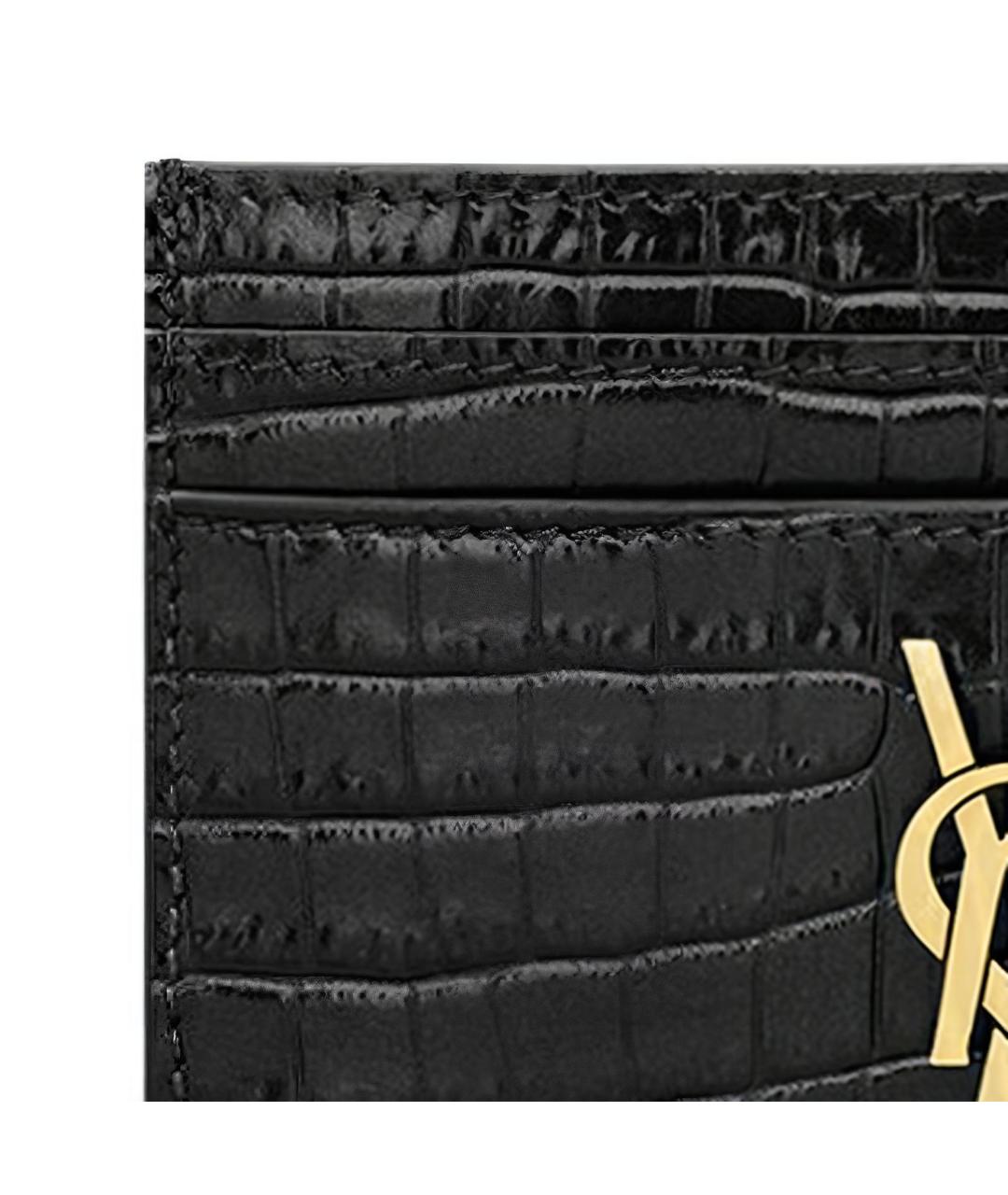 SAINT LAURENT Черный кожаный кардхолдер, фото 4