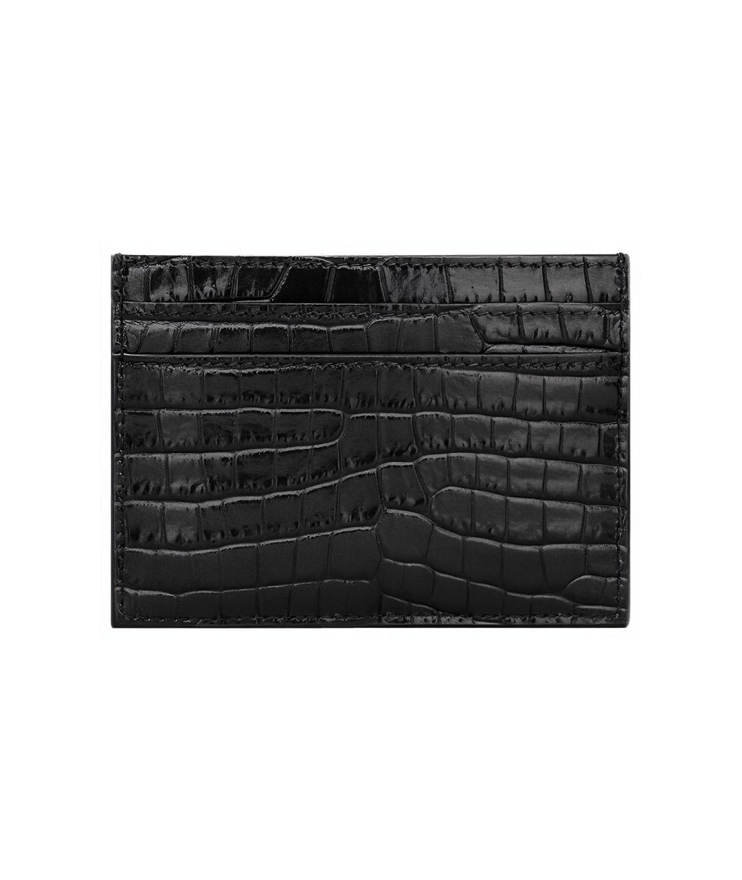 SAINT LAURENT Черный кожаный кардхолдер, фото 2