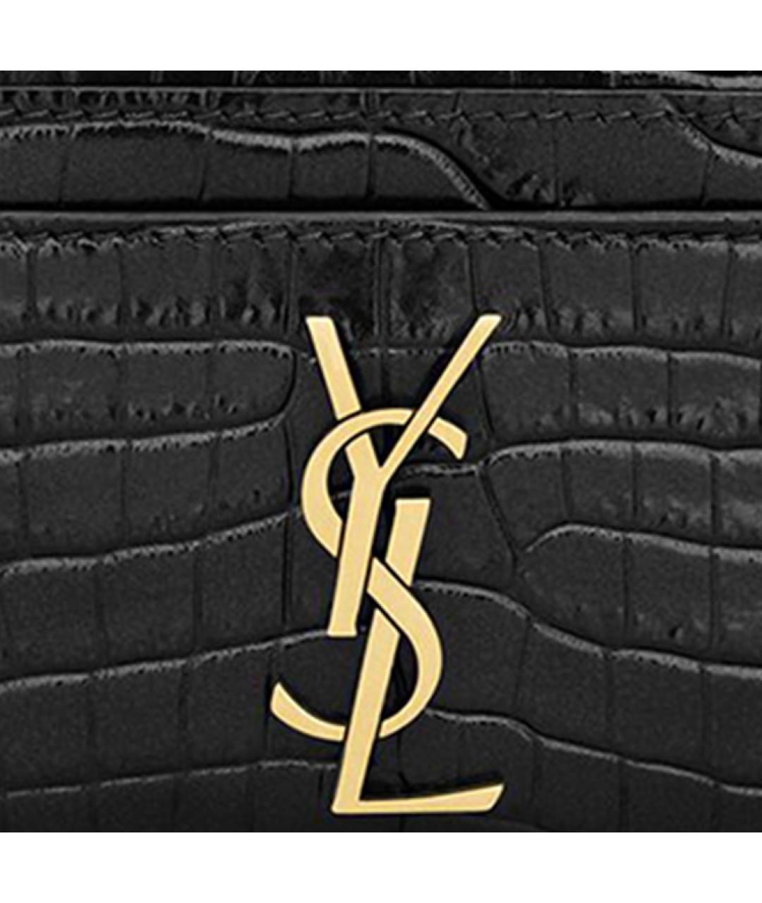 SAINT LAURENT Черный кожаный кардхолдер, фото 3