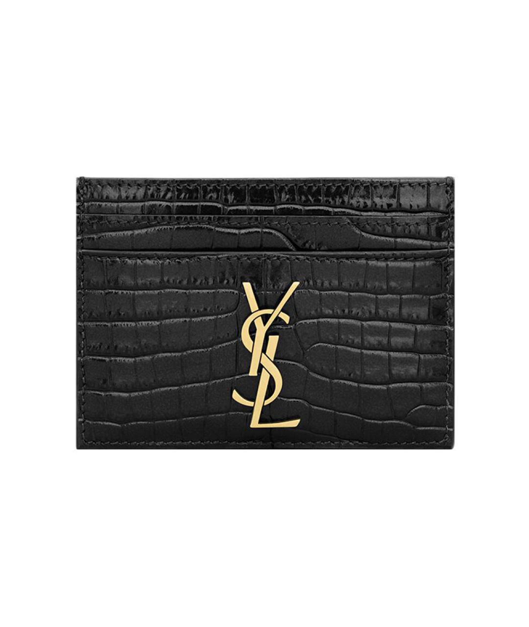 SAINT LAURENT Черный кожаный кардхолдер, фото 1