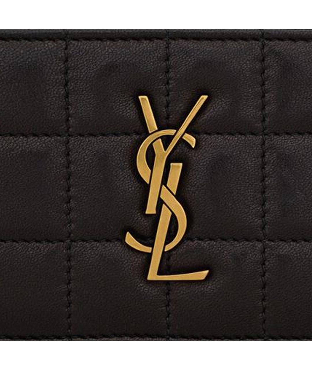 SAINT LAURENT Черный кожаный кошелек, фото 4