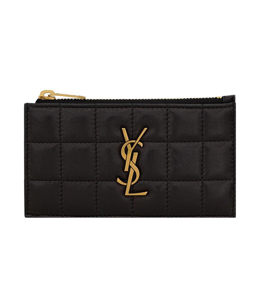 SAINT LAURENT Черный кожаный кошелек, фото 1