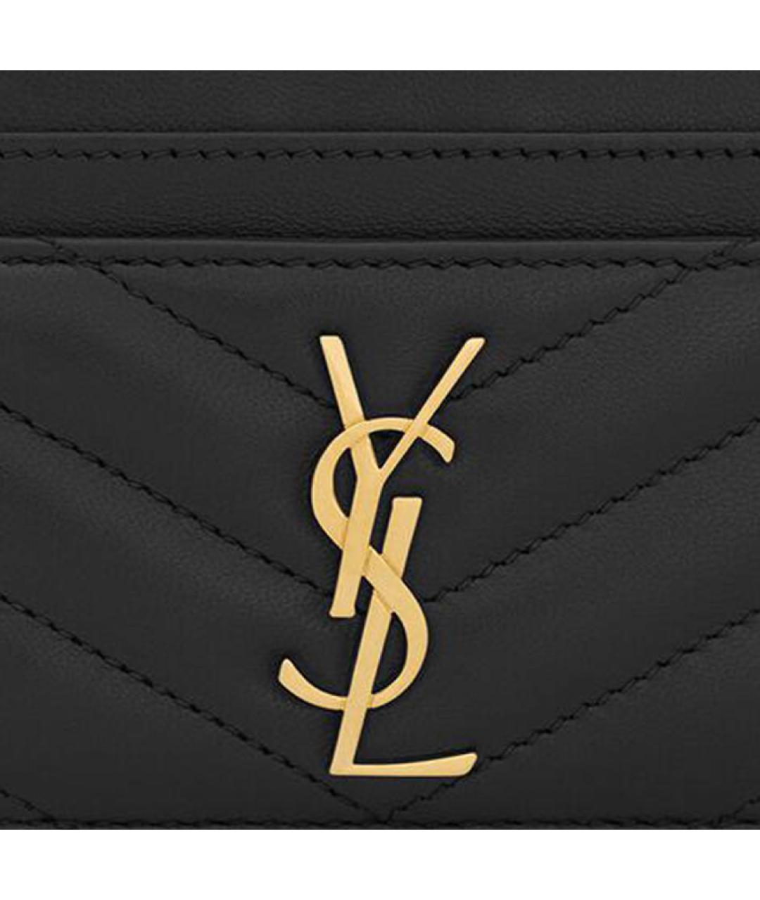 SAINT LAURENT Черный кожаный кардхолдер, фото 3
