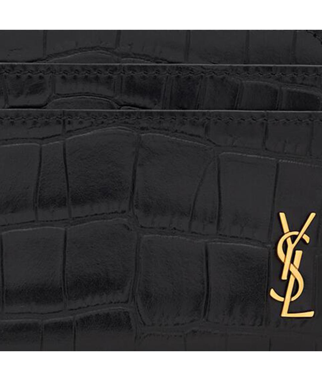 SAINT LAURENT Черный кожаный кардхолдер, фото 4