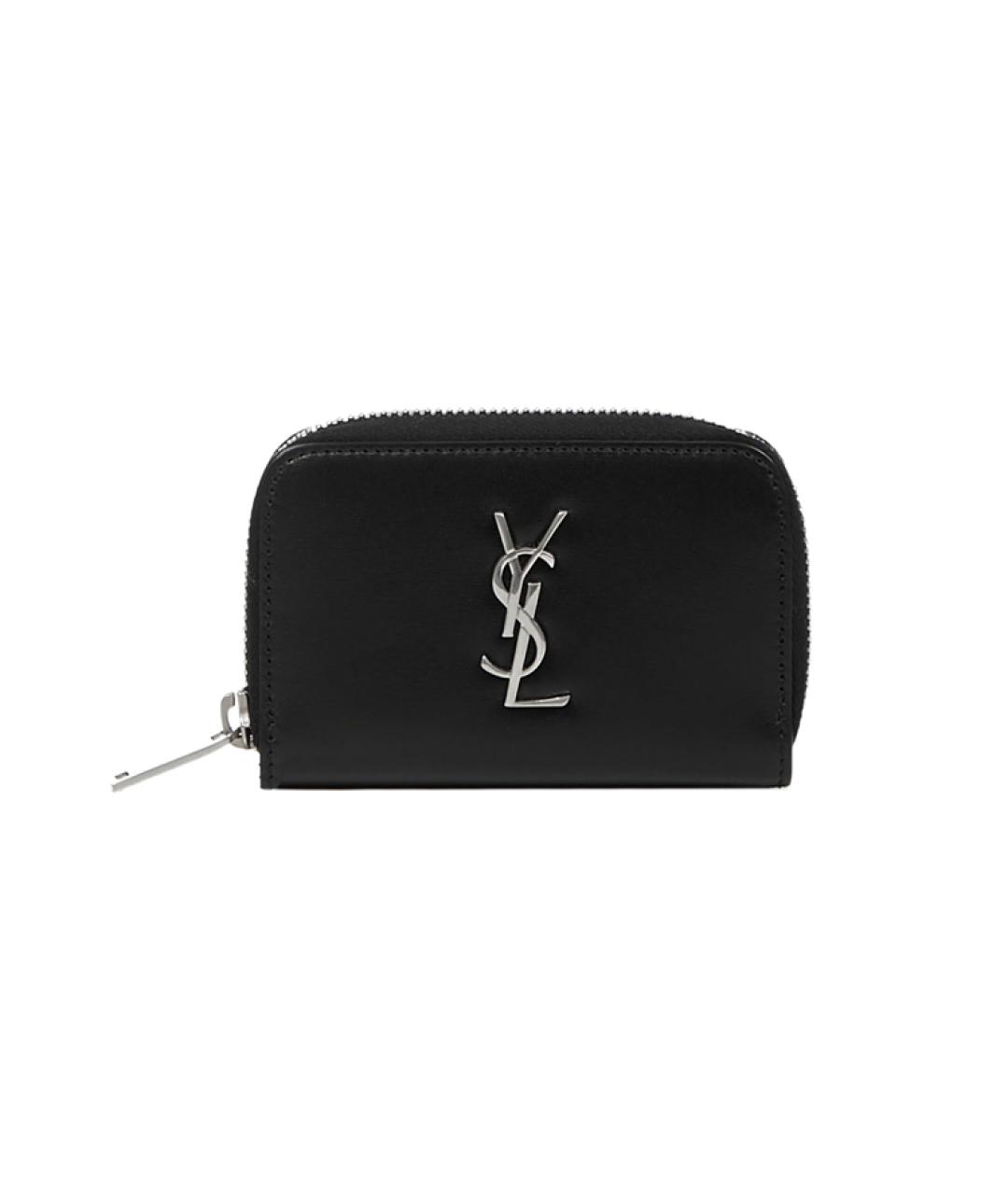SAINT LAURENT Черный кожаный кошелек, фото 1