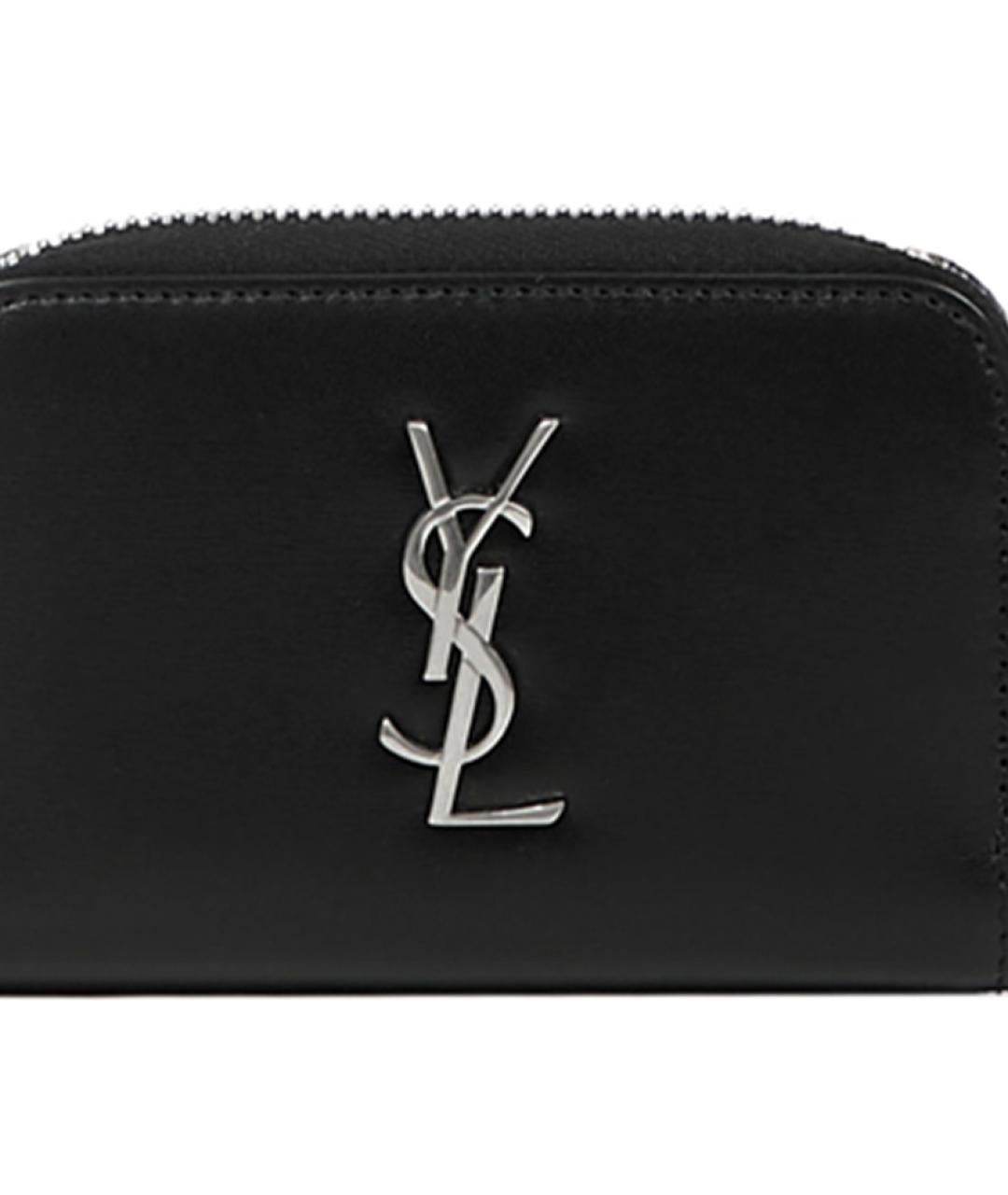 SAINT LAURENT Черный кожаный кошелек, фото 5