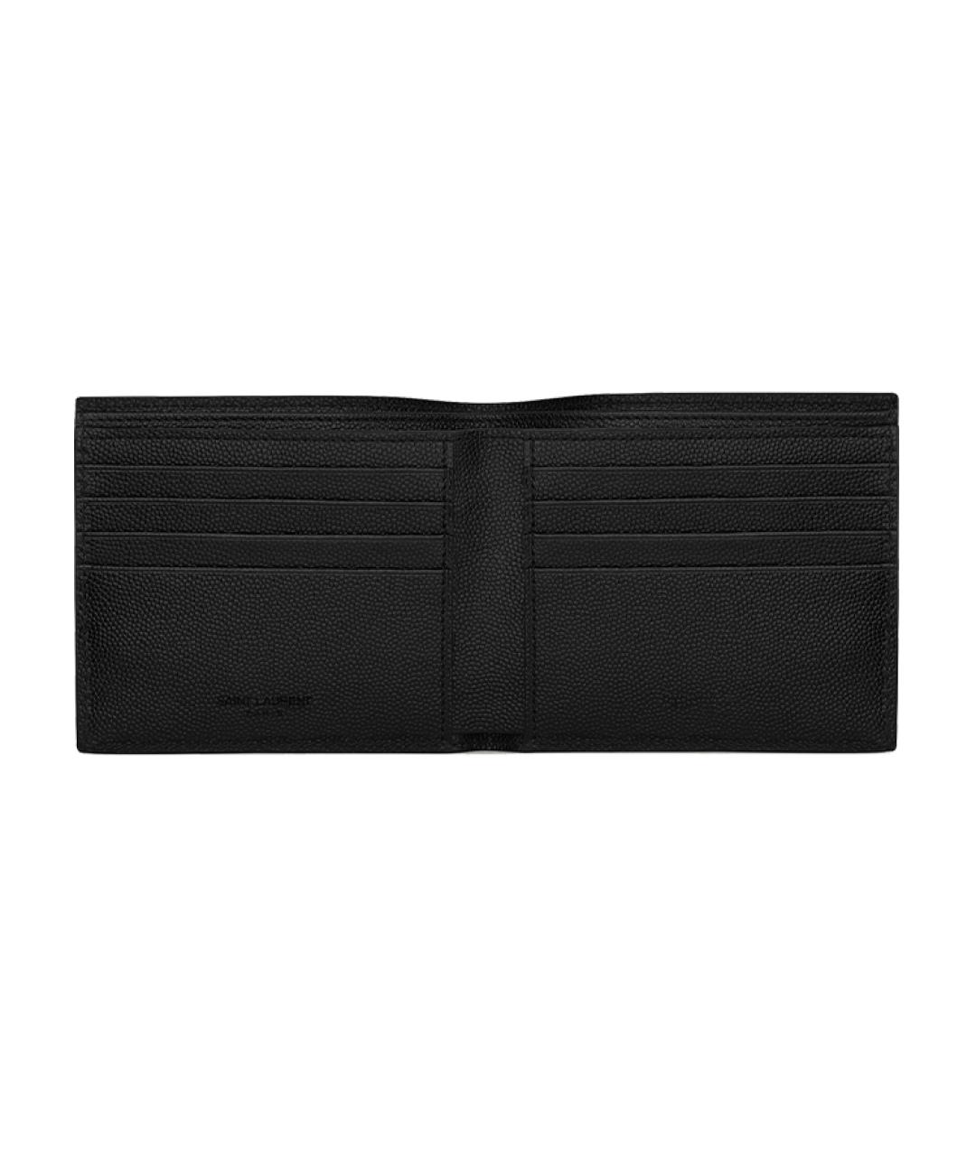 SAINT LAURENT Черный кожаный кошелек, фото 4