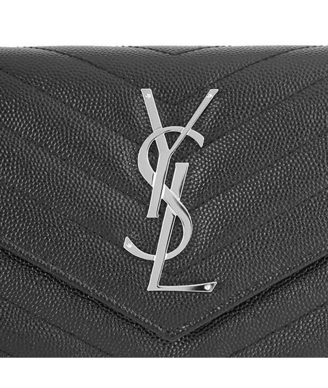 SAINT LAURENT Серый кожаный кошелек, фото 8