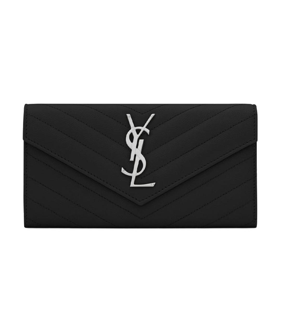 SAINT LAURENT Серый кожаный кошелек, фото 9