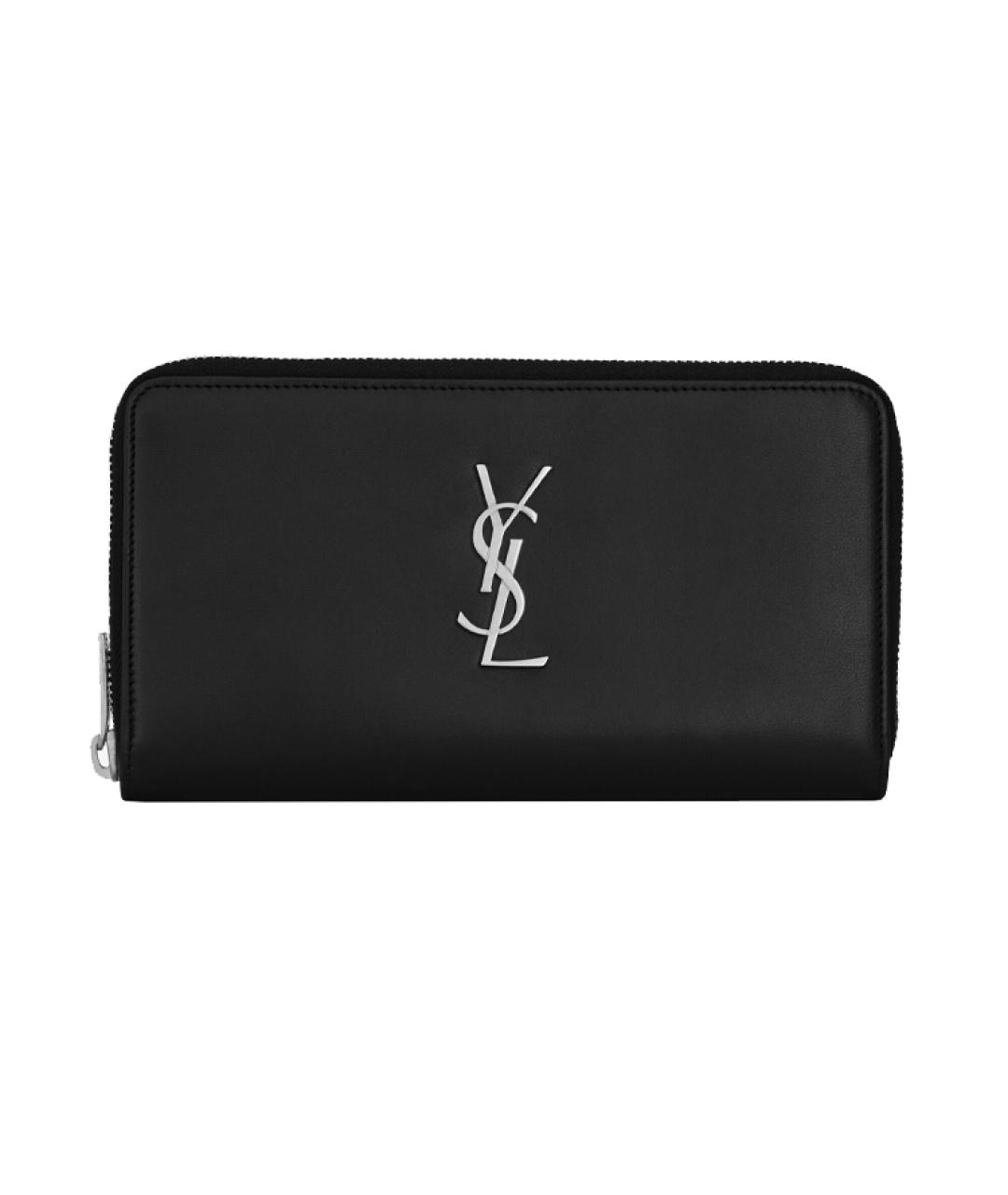 SAINT LAURENT Черный кожаный кошелек, фото 1