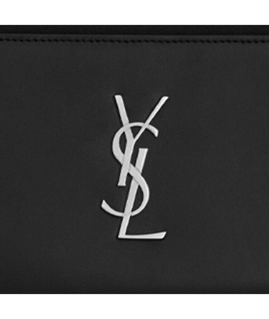 SAINT LAURENT Черный кожаный кошелек, фото 5