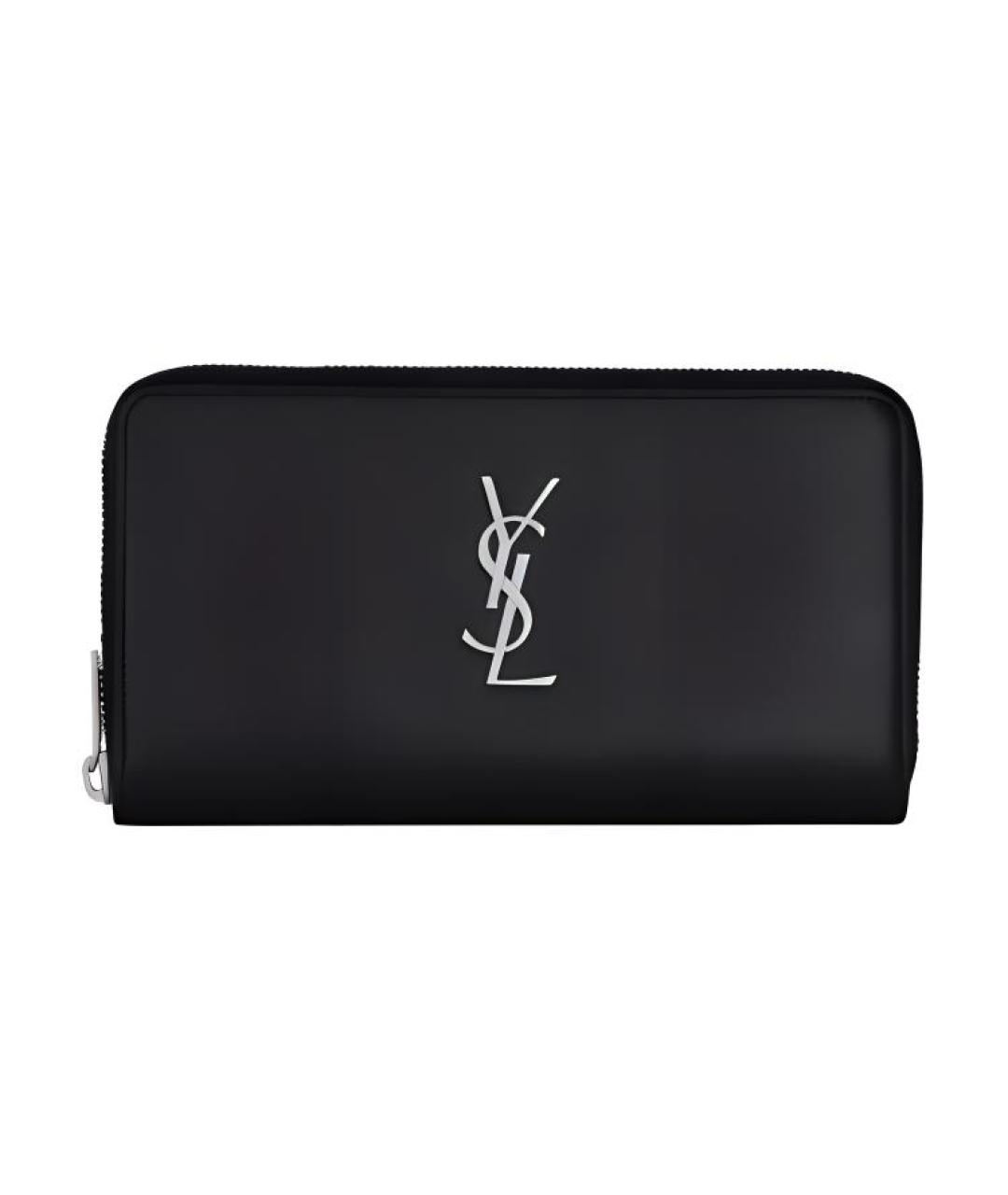 SAINT LAURENT Черный кожаный кошелек, фото 6