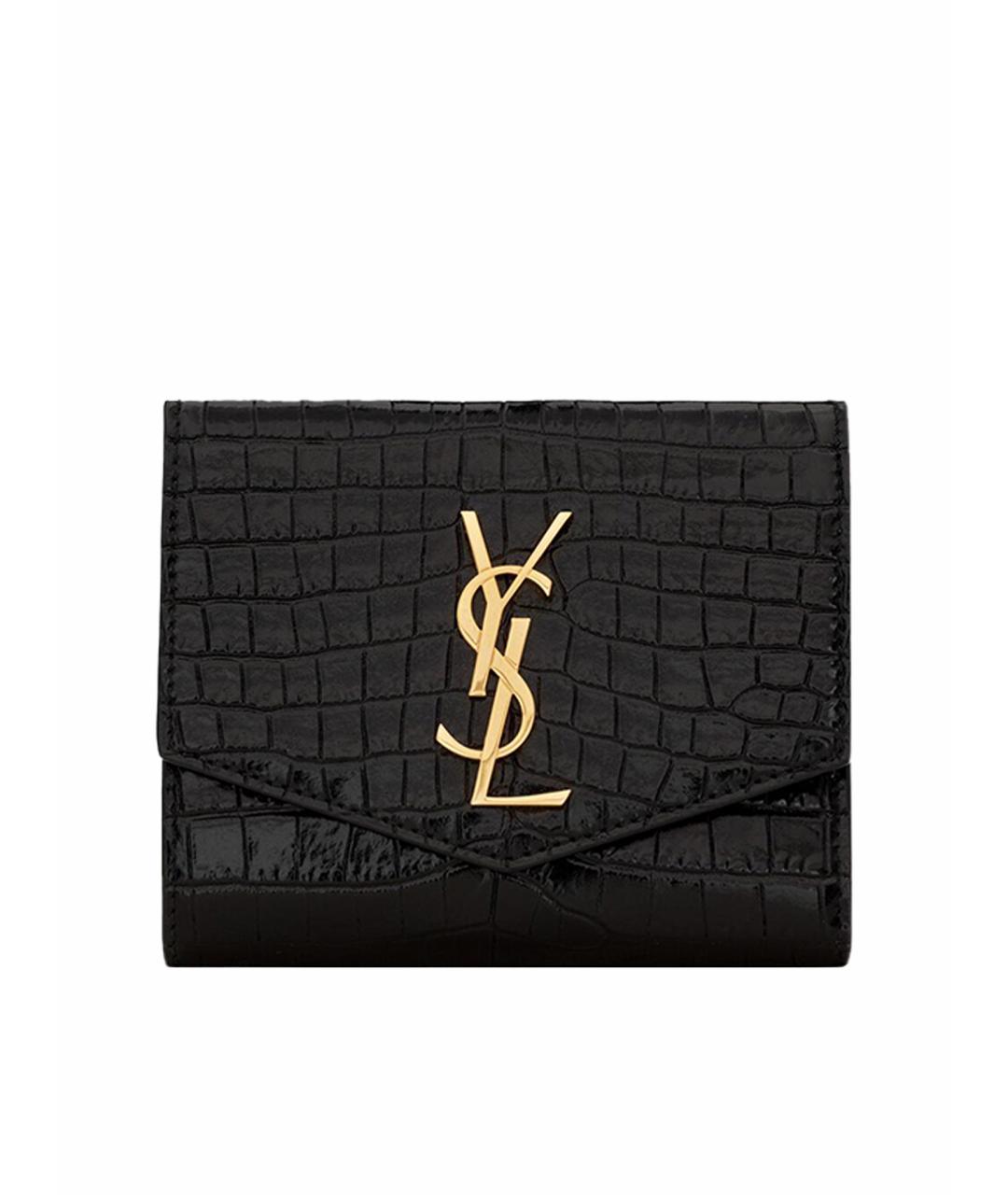 SAINT LAURENT Черный кожаный кошелек, фото 1