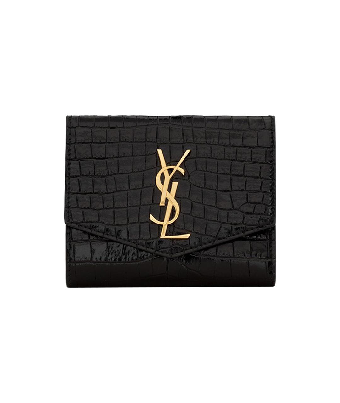 SAINT LAURENT Черный кожаный кошелек, фото 6