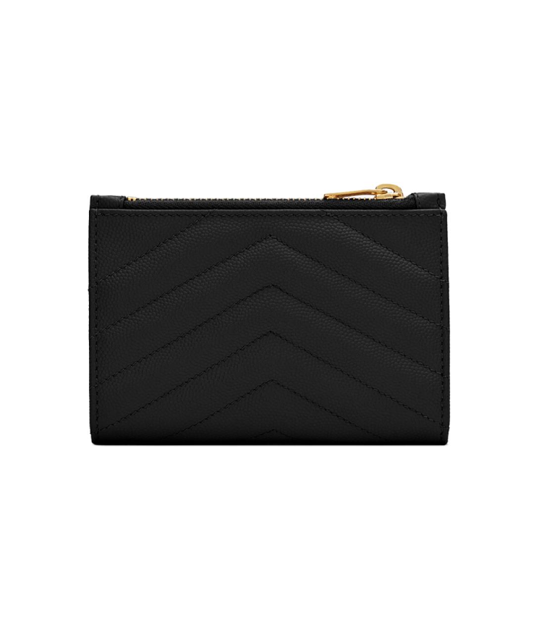 SAINT LAURENT Черный кожаный кошелек, фото 2
