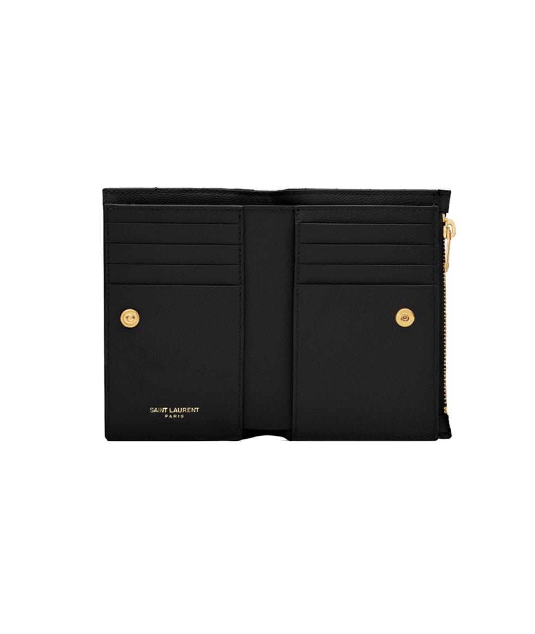 SAINT LAURENT Черный кожаный кошелек, фото 4