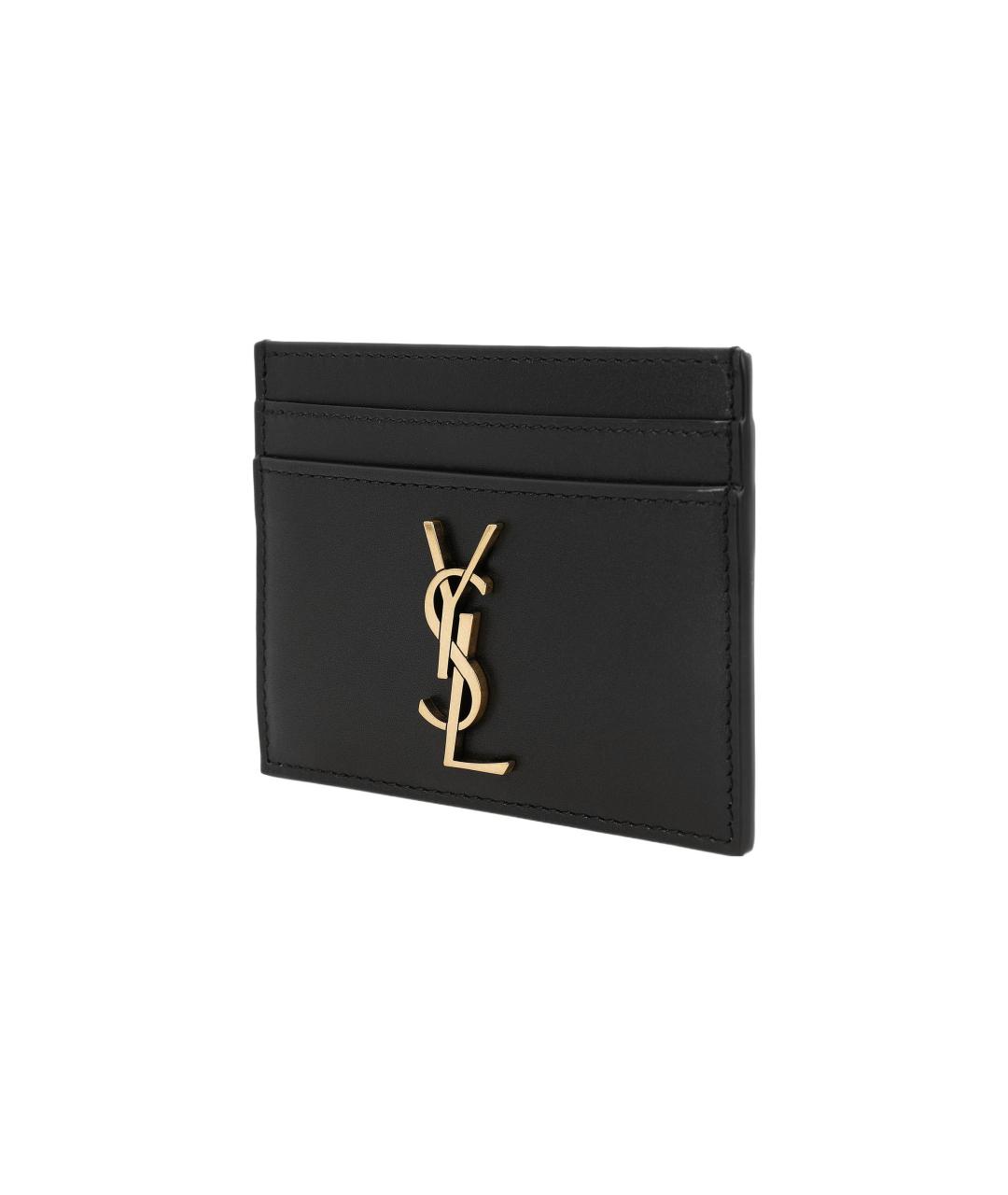 SAINT LAURENT Черный кожаный кардхолдер, фото 2