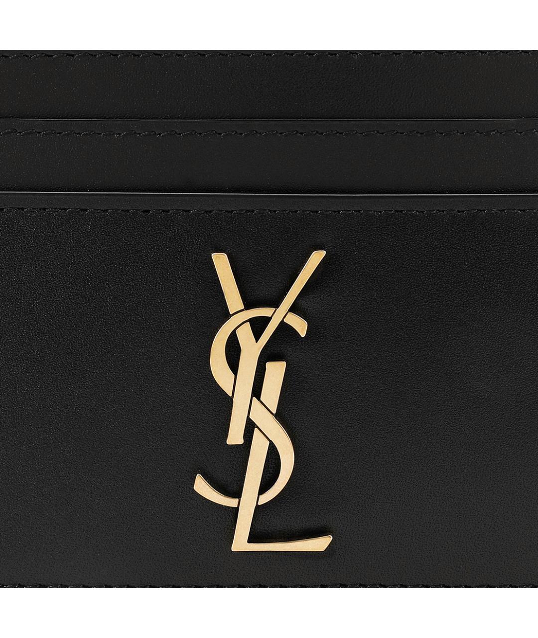 SAINT LAURENT Черный кожаный кардхолдер, фото 6