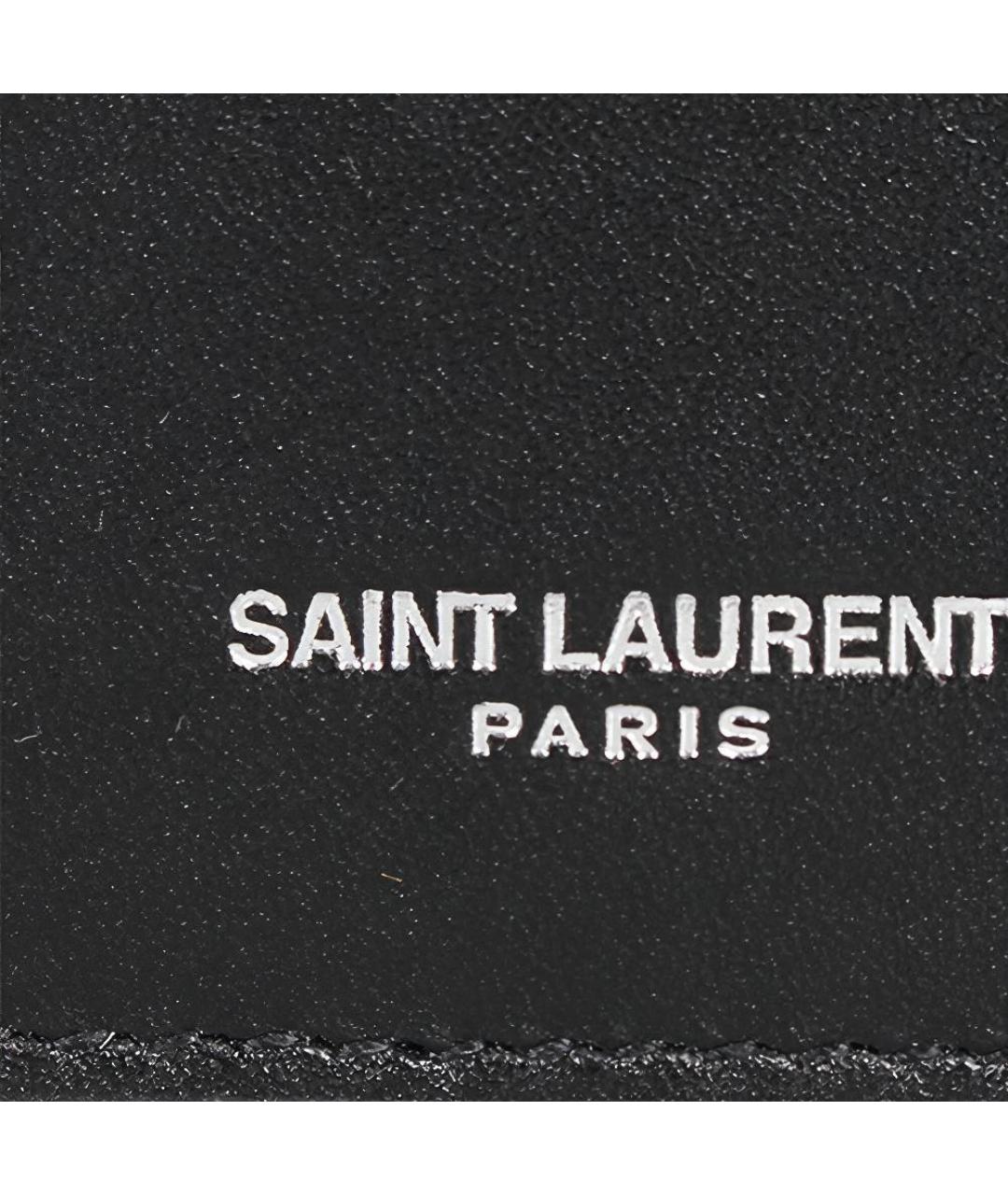 SAINT LAURENT Черный кожаный кардхолдер, фото 4