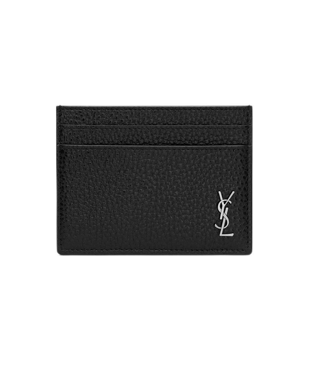 SAINT LAURENT Черный кожаный кардхолдер, фото 1