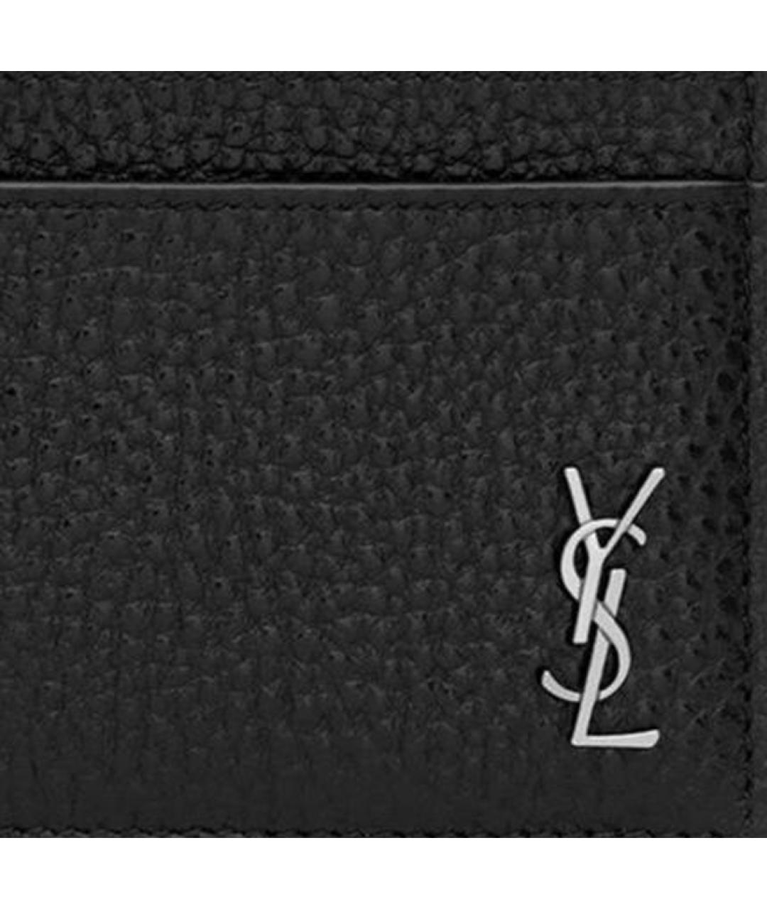 SAINT LAURENT Черный кожаный кардхолдер, фото 3