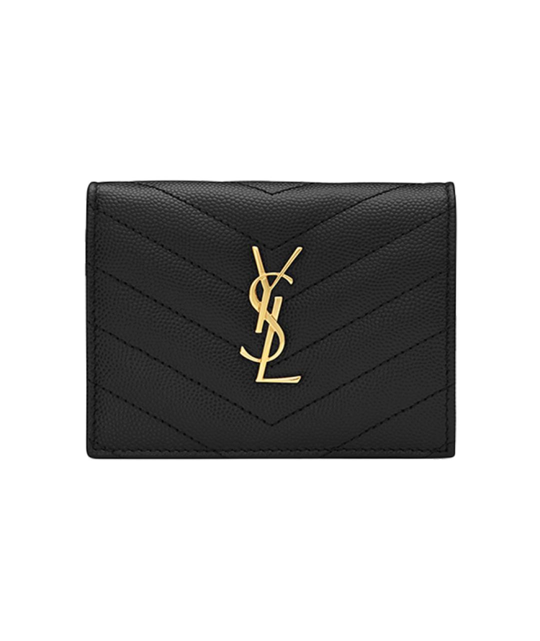 SAINT LAURENT Черный кожаный кошелек, фото 9