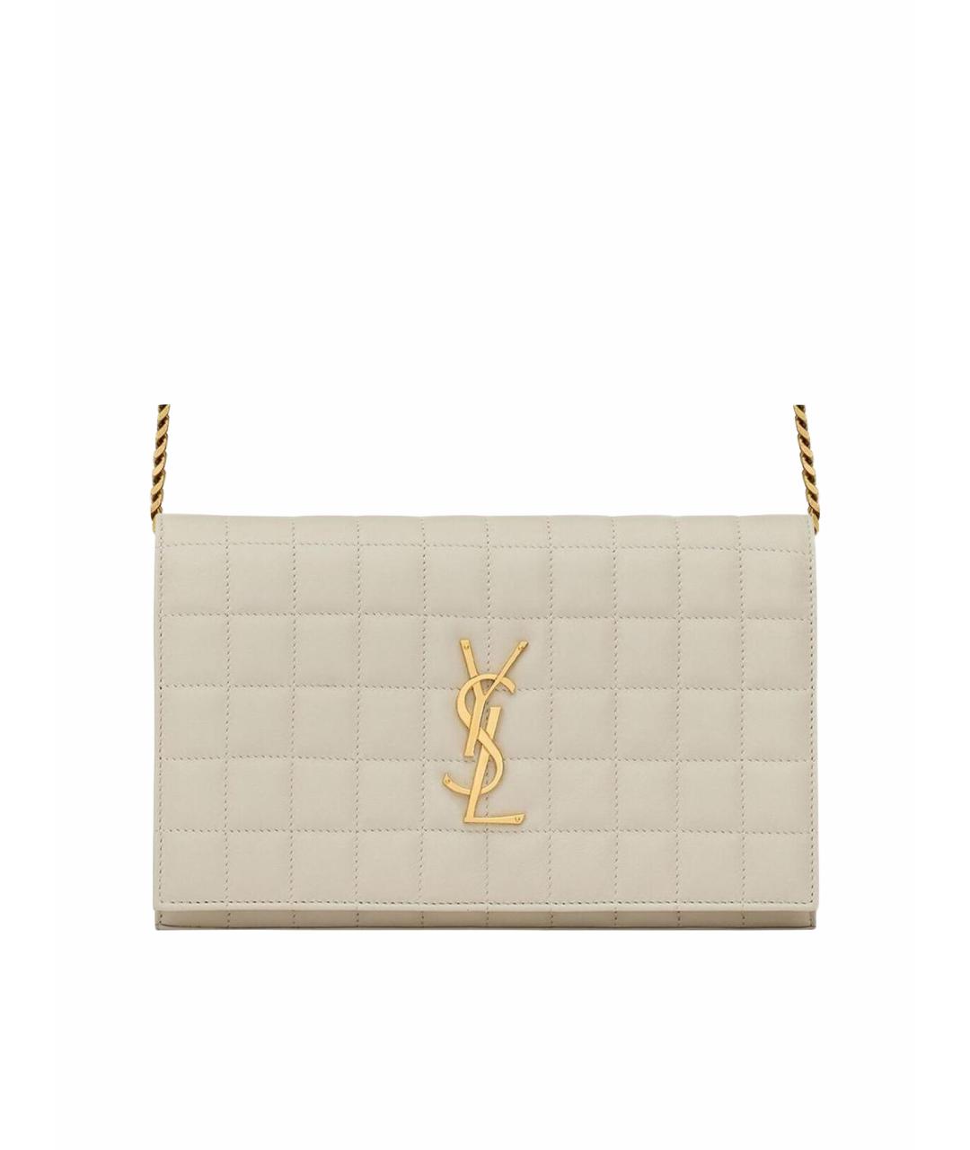 SAINT LAURENT Белый кожаный кошелек, фото 1