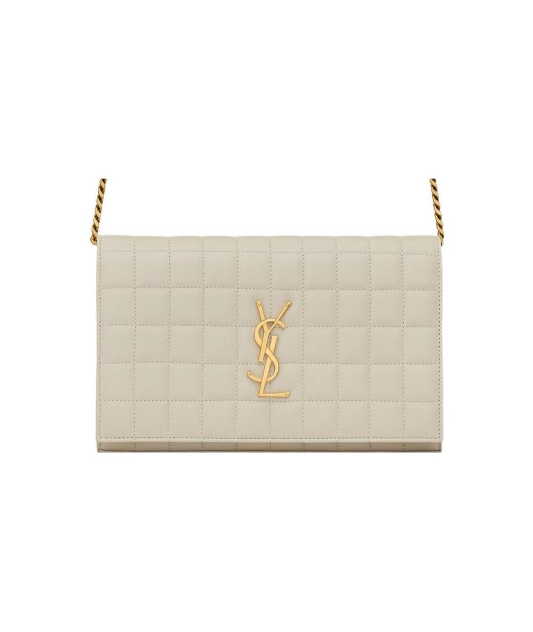 SAINT LAURENT Белый кожаный кошелек, фото 8