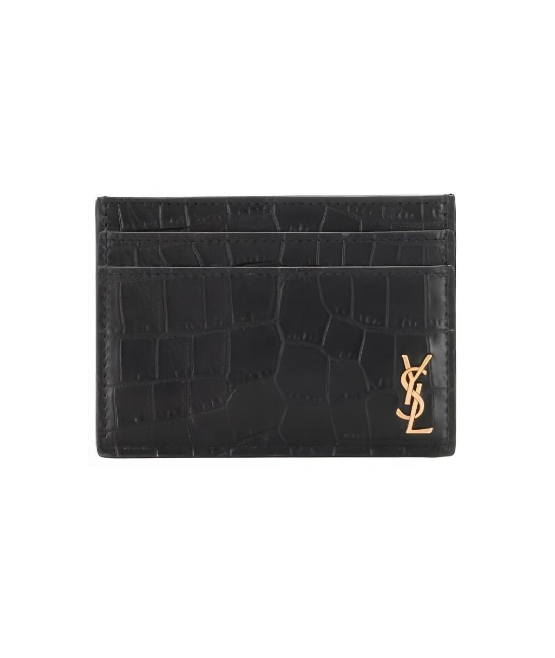 SAINT LAURENT Черный кожаный кошелек, фото 5