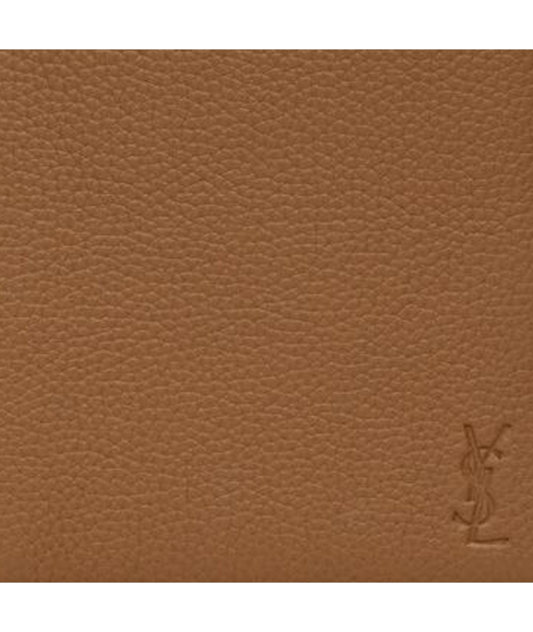 SAINT LAURENT Коричневый кожаный кошелек, фото 5