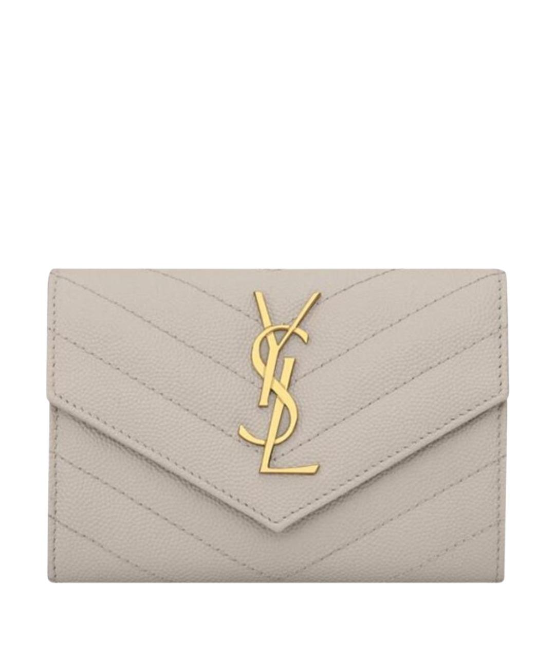 SAINT LAURENT Белый кожаный кошелек, фото 1