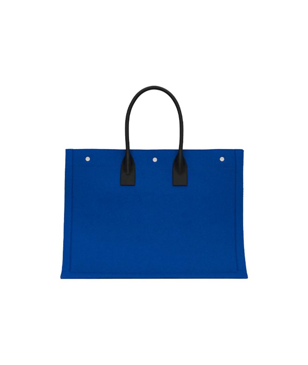 SAINT LAURENT Синяя льняная сумка через плечо, фото 4