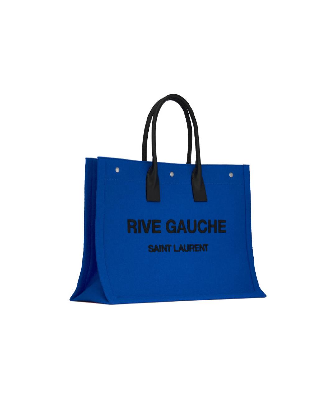 SAINT LAURENT Синяя льняная сумка через плечо, фото 2