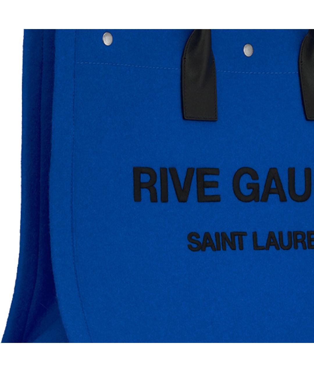 SAINT LAURENT Синяя льняная сумка через плечо, фото 6