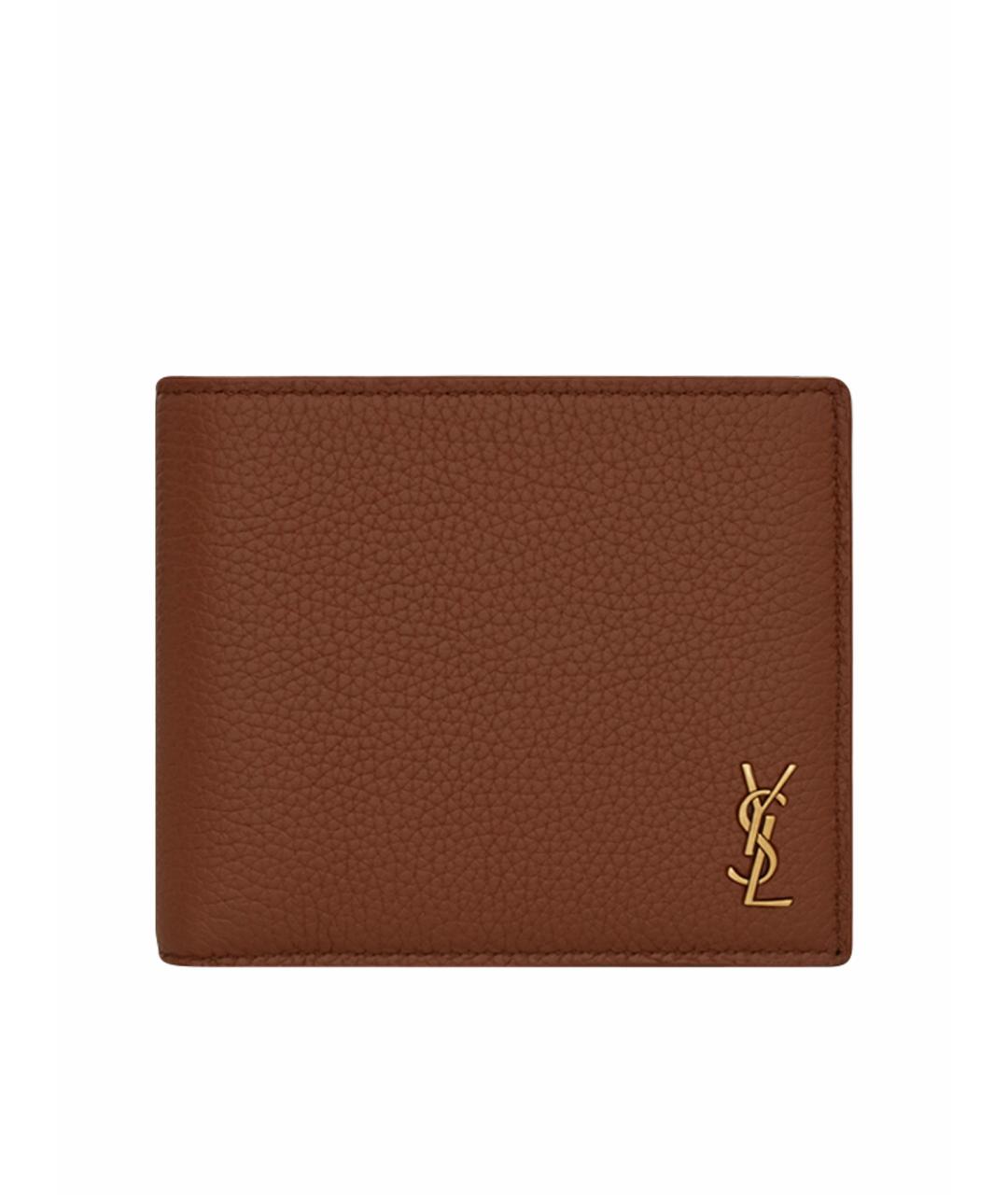 SAINT LAURENT Коричневый кожаный кошелек, фото 1