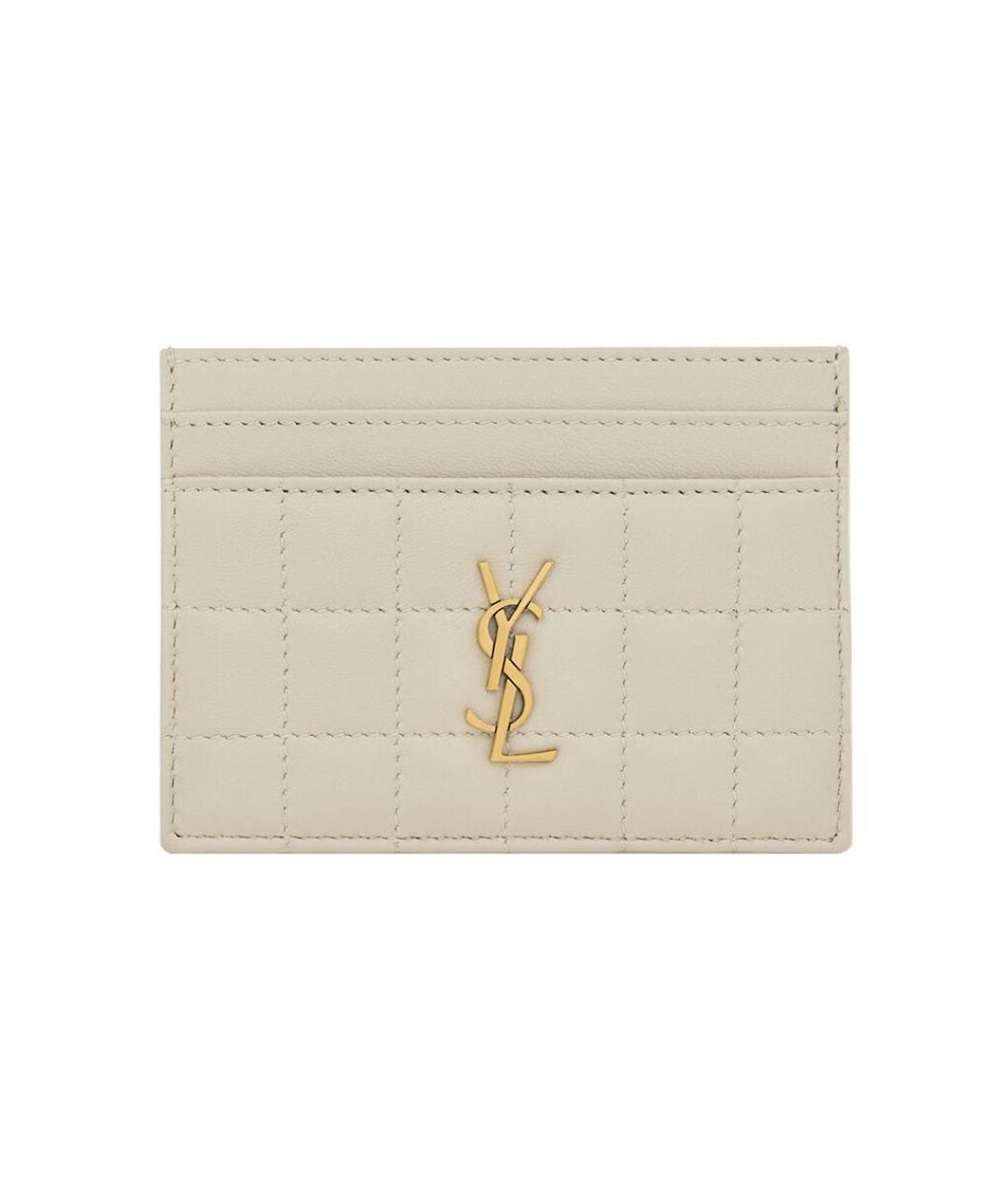SAINT LAURENT Белый кожаный кардхолдер, фото 4