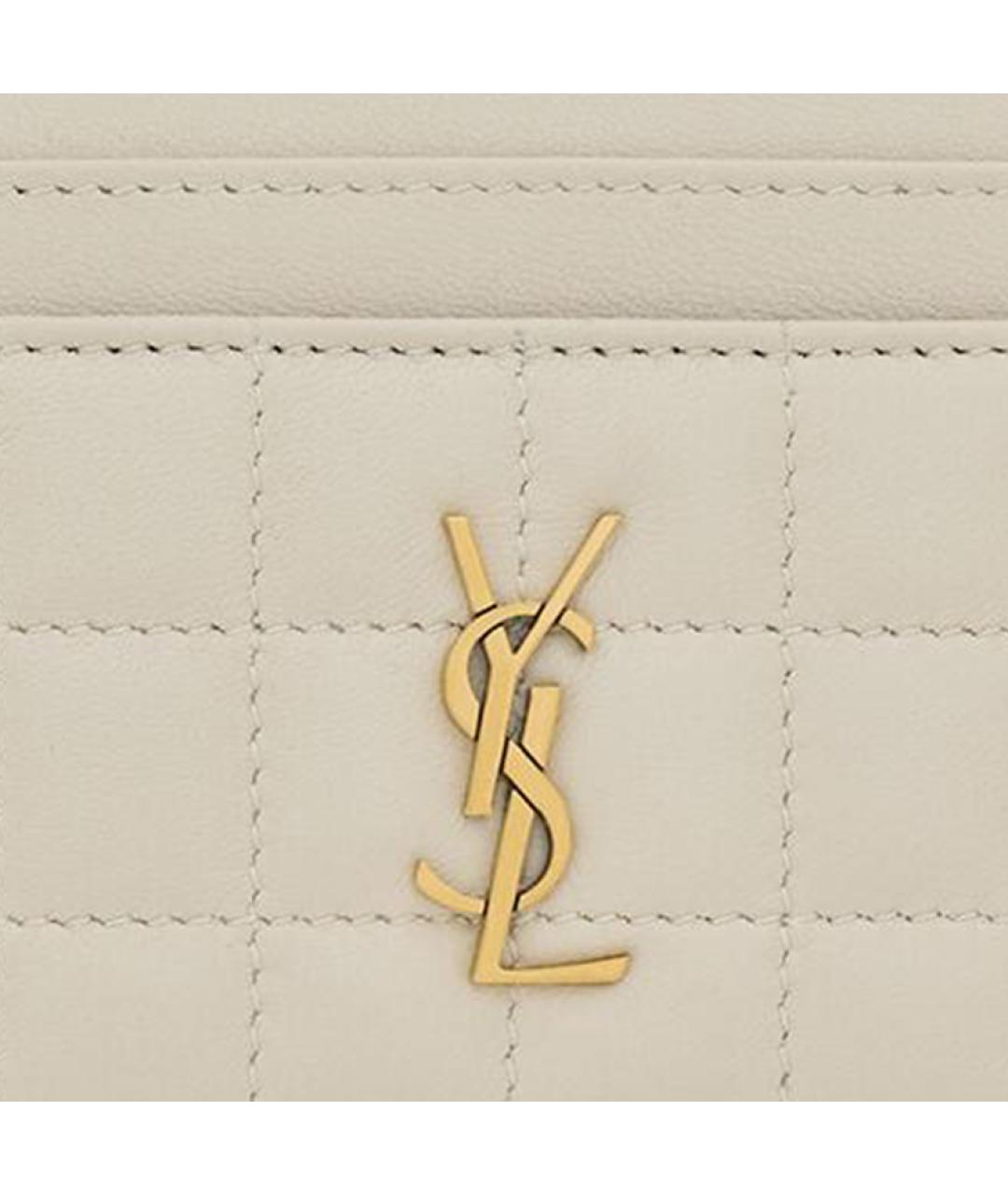SAINT LAURENT Белый кожаный кардхолдер, фото 3