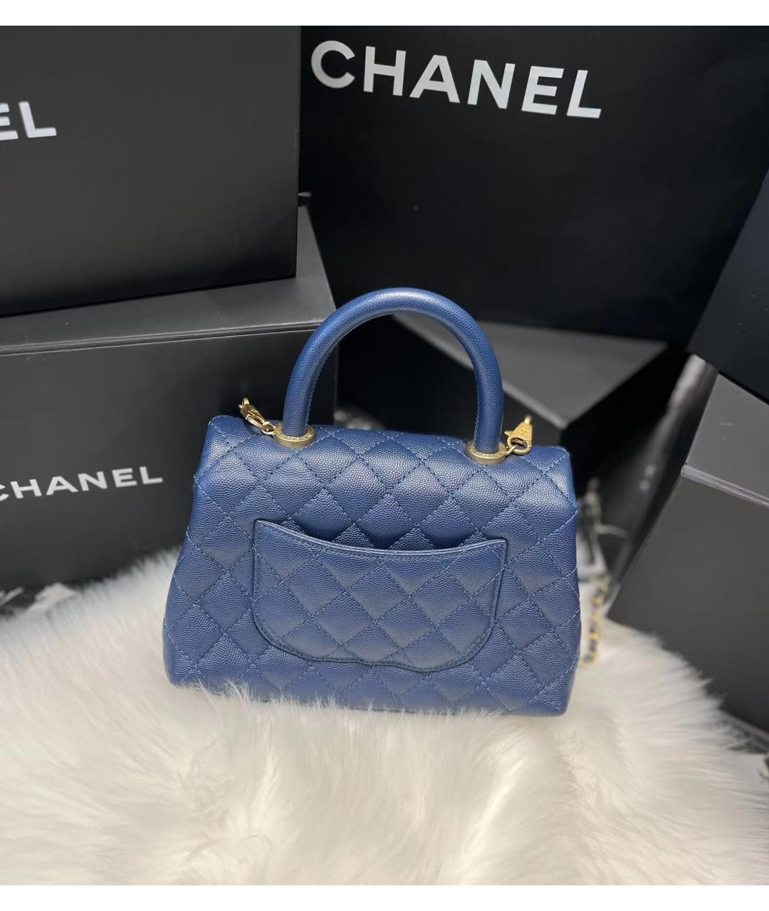 CHANEL Голубая кожаная сумка через плечо, фото 5