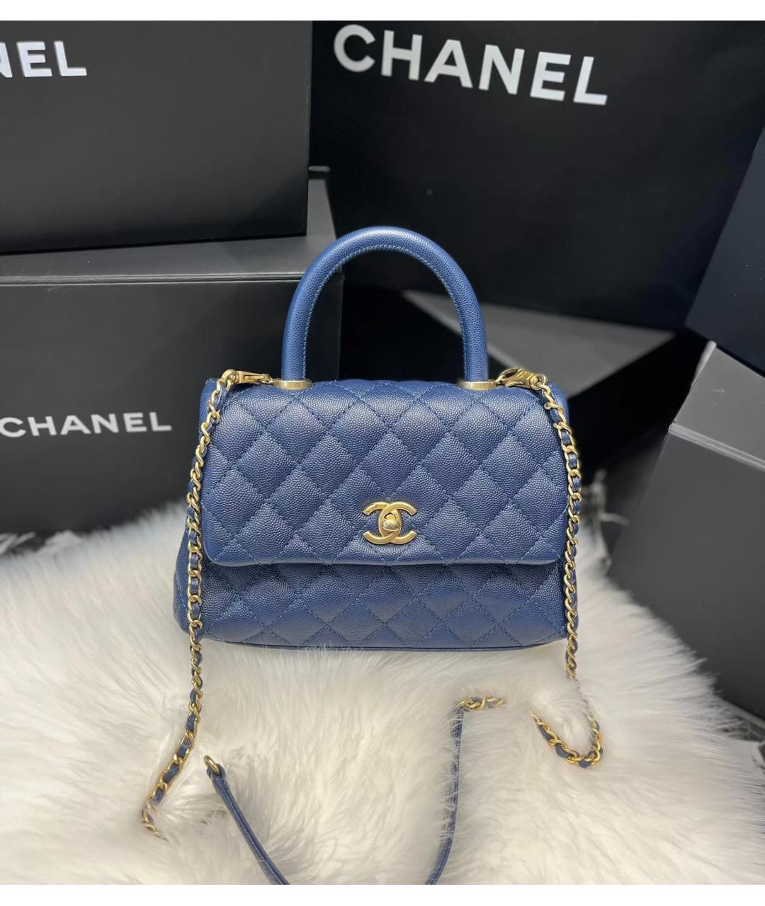 CHANEL Голубая кожаная сумка через плечо, фото 2