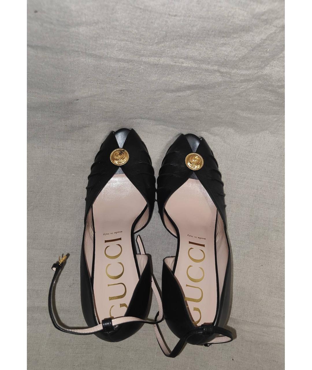 GUCCI Черные кожаные туфли, фото 3