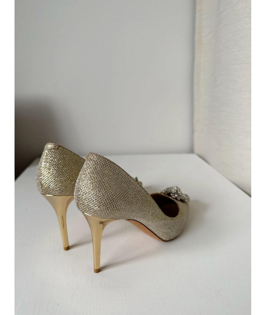 JIMMY CHOO Золотые кожаные туфли, фото 6