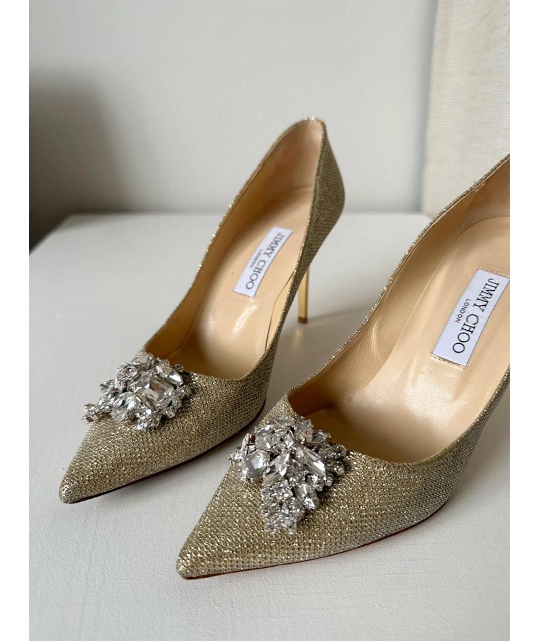 JIMMY CHOO Золотые кожаные туфли, фото 4