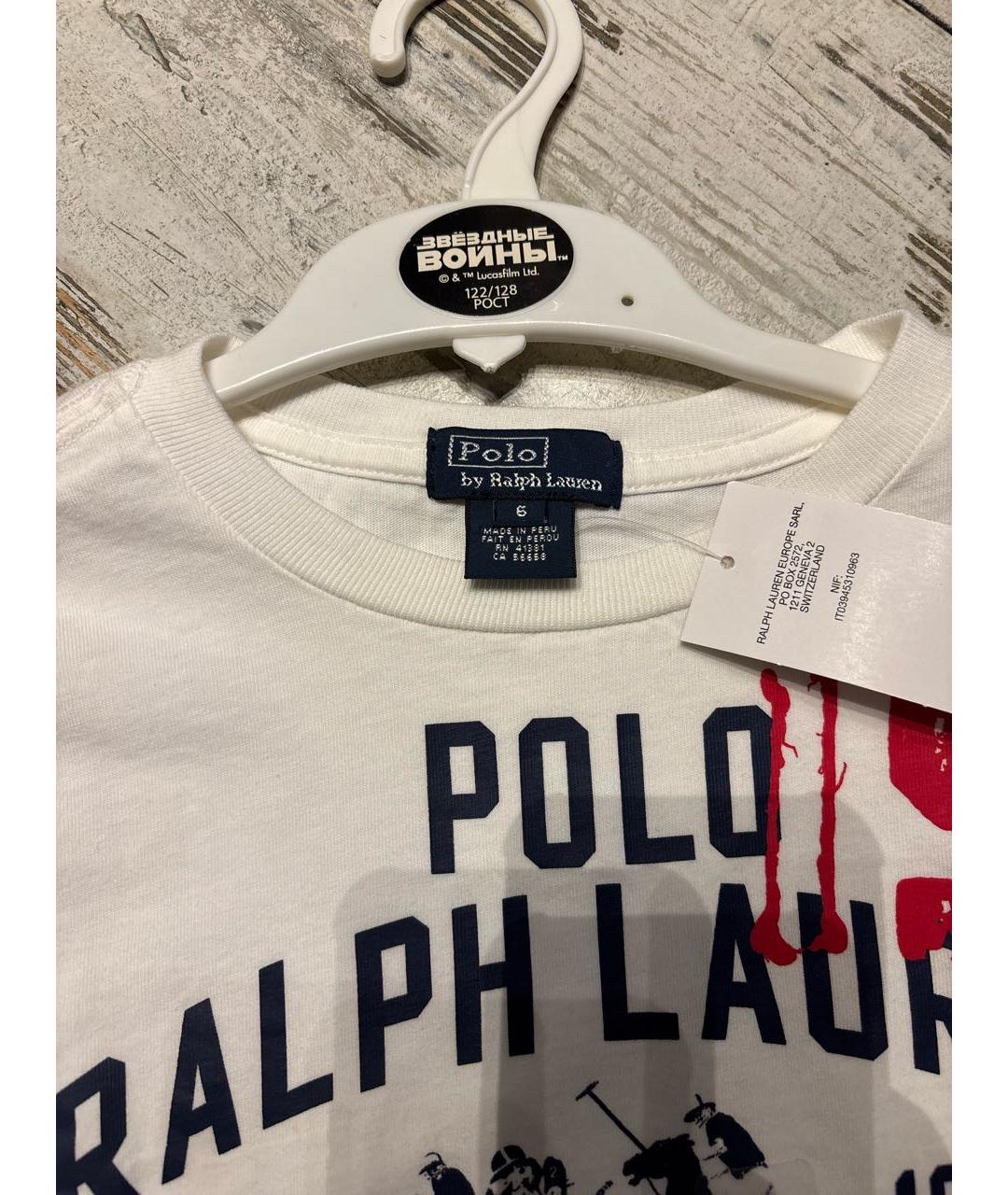 POLO RALPH LAUREN Белая хлопковая детская футболка, фото 3