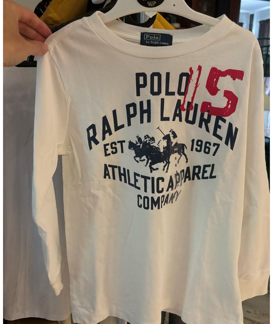 POLO RALPH LAUREN Белая хлопковая детская футболка, фото 9