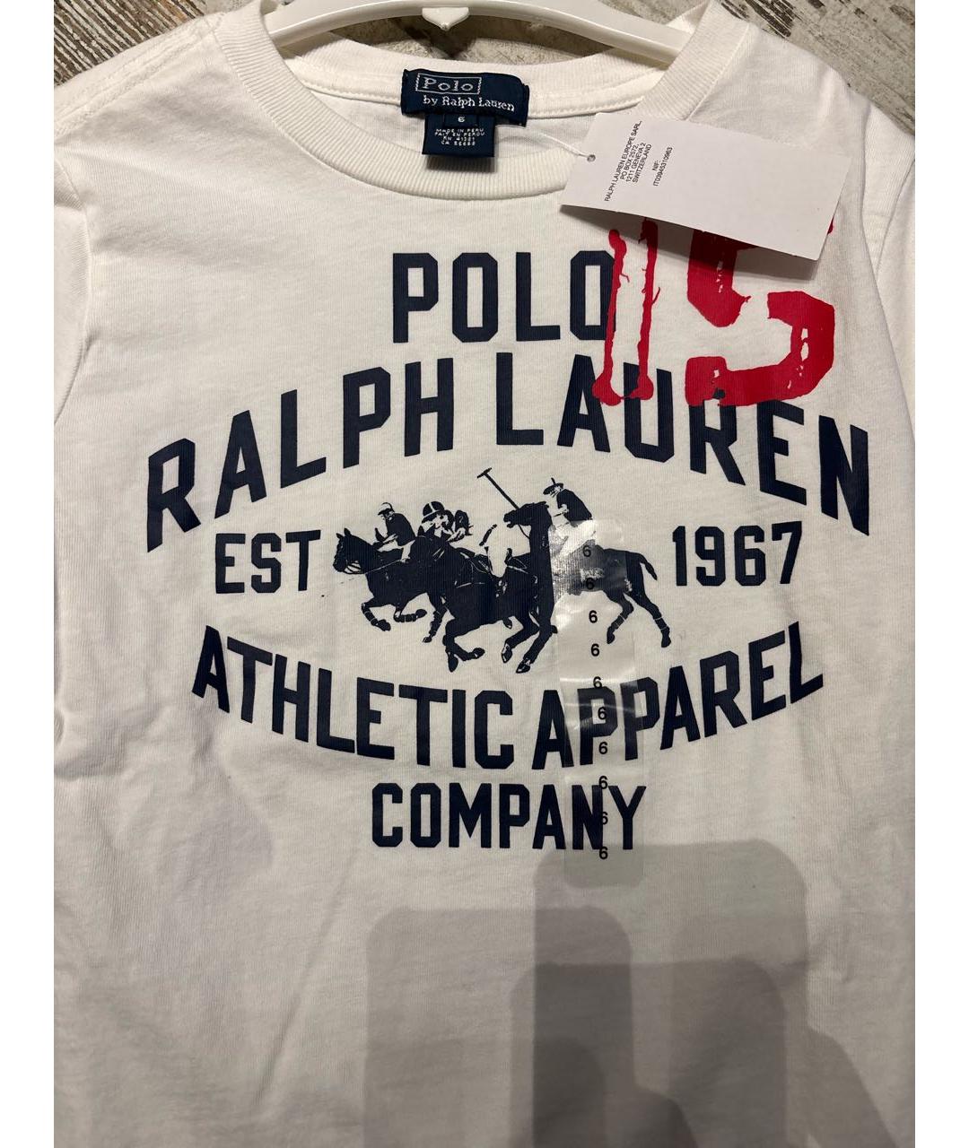 POLO RALPH LAUREN Белая хлопковая детская футболка, фото 4