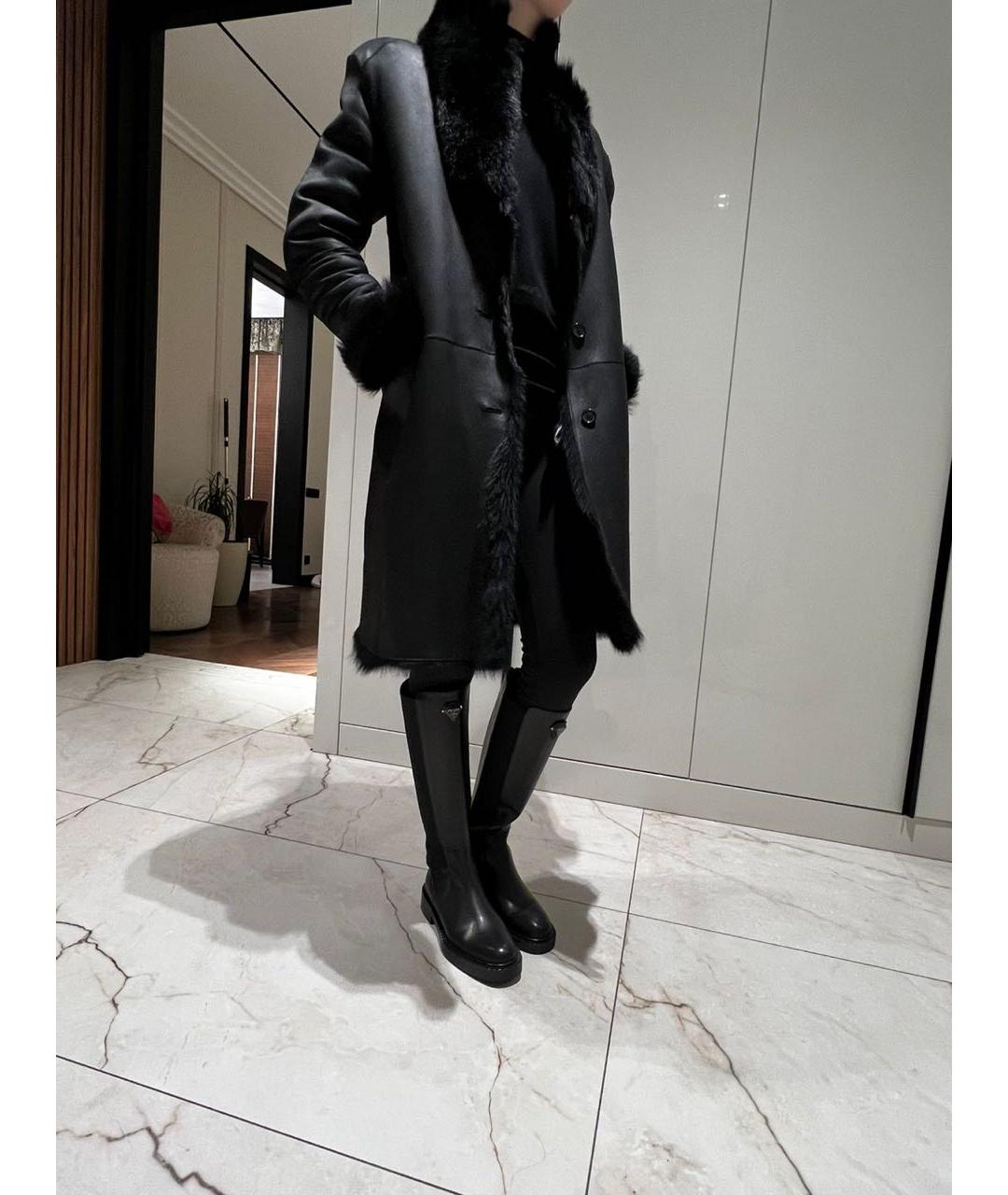 JIL SANDER Черная кожаная дубленка, фото 7