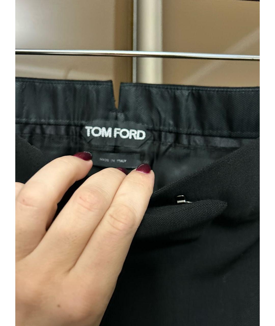 TOM FORD Черные шерстяные прямые брюки, фото 3